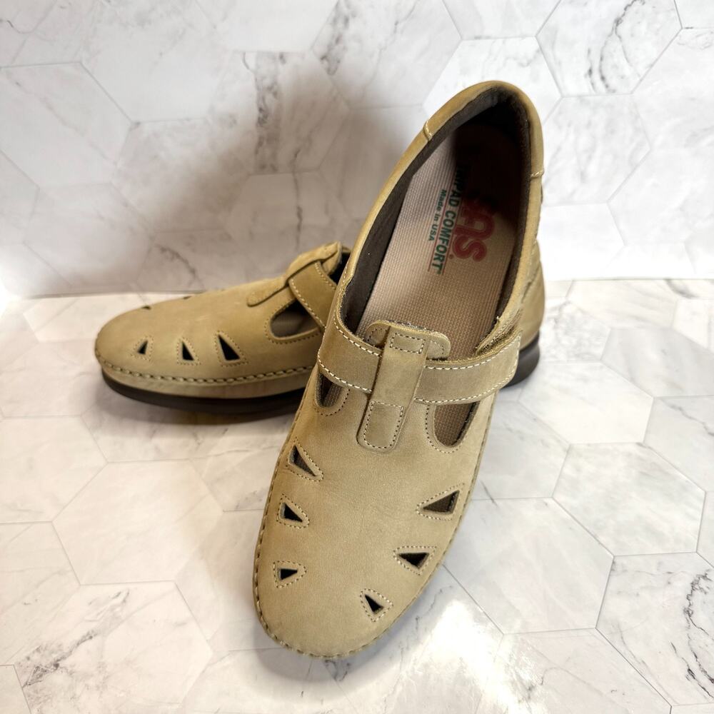 SAS Tripad Comfort Womens Beige Suede Leather Shoes Mary Jane Roamers Sz 8 EUC